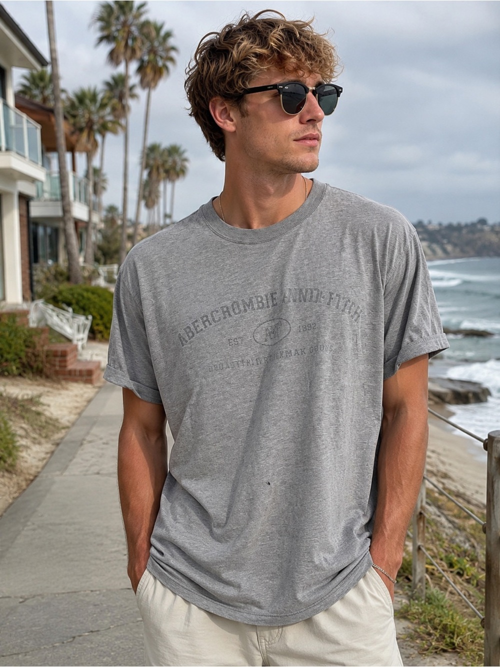 Vintage Abercrombie & Fitch Heavy Cotton Distressed Washed Out Logo Y2K Vibes